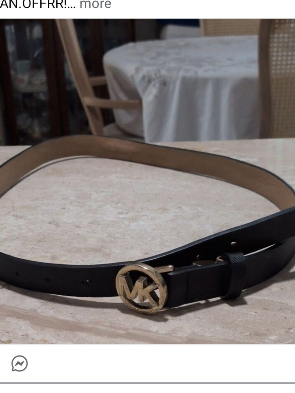 Michael Kors Black and Gold MK Logo Belt Size L